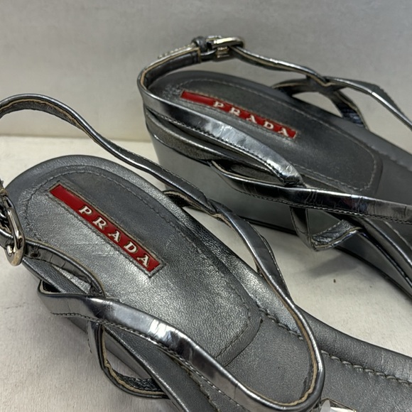 Prada Silver Flats w/ Gem Detail - Picture 3 of 4